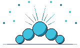Five cyan circles, the Civilians, huddled together under a burst of light
